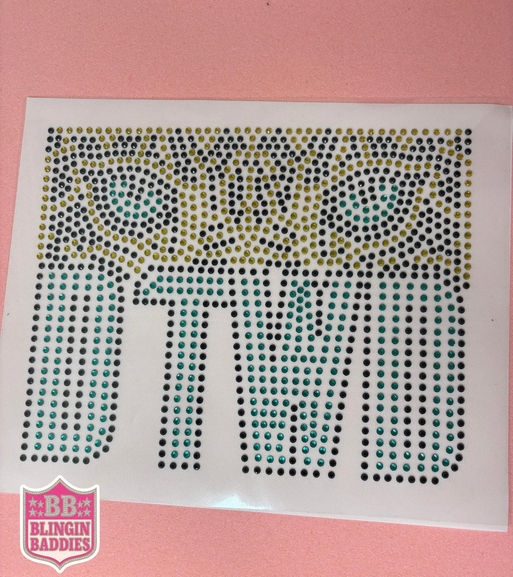 DTWD Jaguar Eyes Rhinestone Heat Transfer, Jacksonville Jaguars Gameday Bling - Blingin Baddies