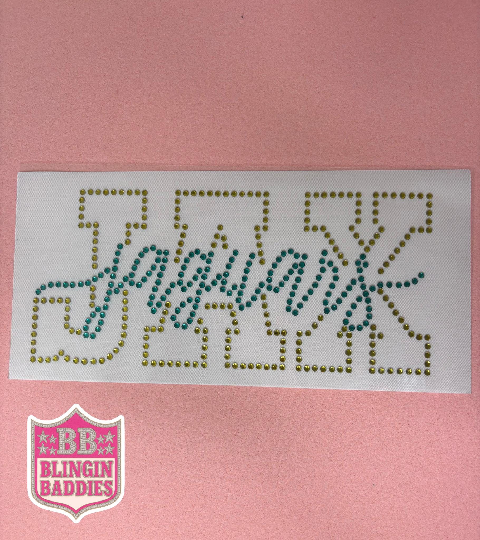 JAX Jaguars Rhinestone Heat Transfer, Teal Gold, Gameday Bling - Blingin Baddies